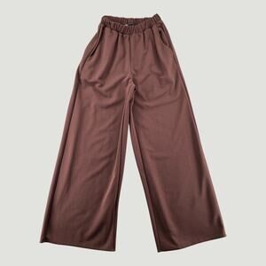 ZARA Brown Wide Leg Elastic Waist Pants Size S Flowy Minimal Chic